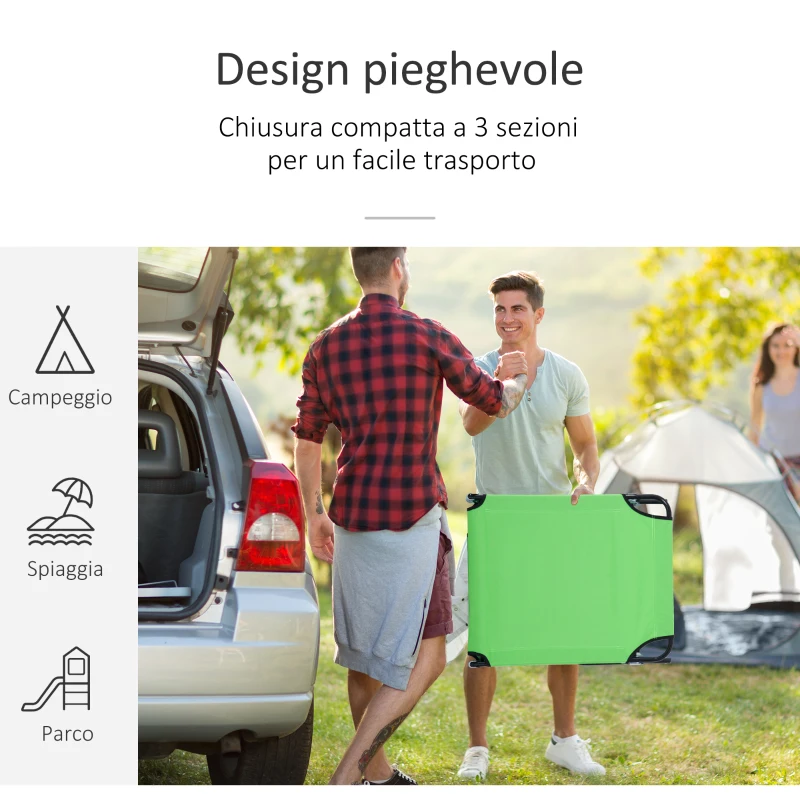 Outsunny Sdraio Pieghevole con Foro per Lettura e Cuscino, Reclinabile su 4 Livelli, in Tessuto Oxford e Struttura in Acciaio, Verde