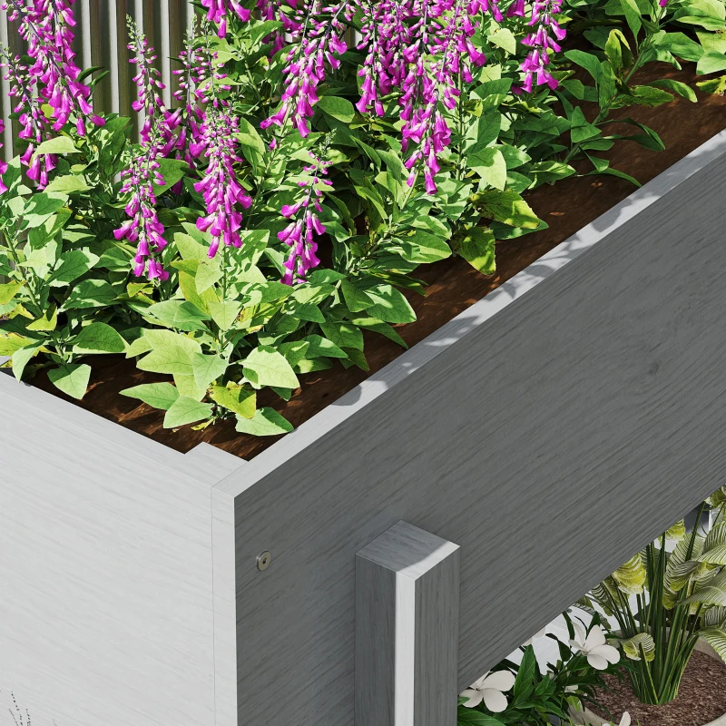 Outsunny Fioriera Rialzata con Ripiano Inferiore e 2 Fori di Drenaggio, in Legno di Abete, 100x30x70.5 cm, Grigio