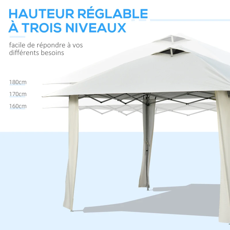 Outsunny Tonnelle barnum de jardin pop-up pliant 3 x 3 m acier époxy polyester anti UV crème