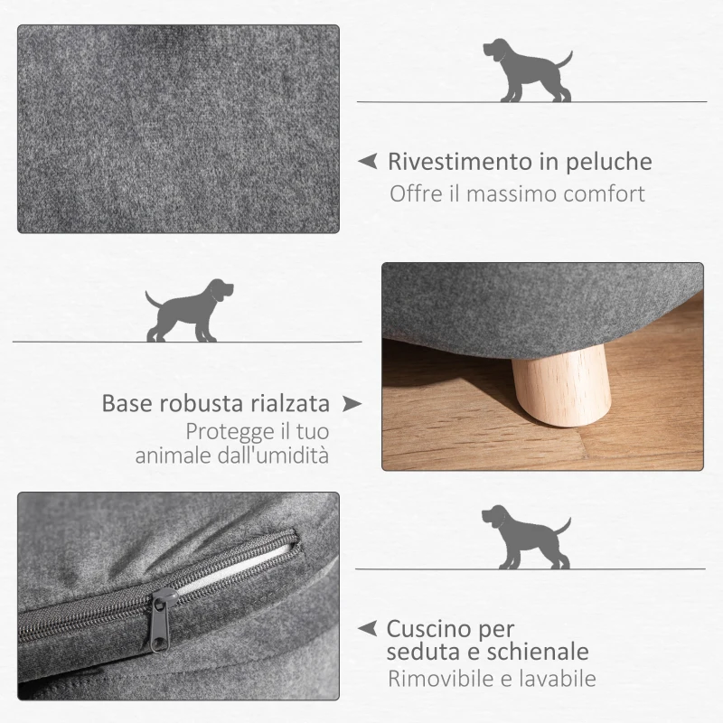 PawHut Cuccia per Cani di Taglia Piccola (Max 10kg) con Cuscino, 70x47x30cm - Grigio Antracite