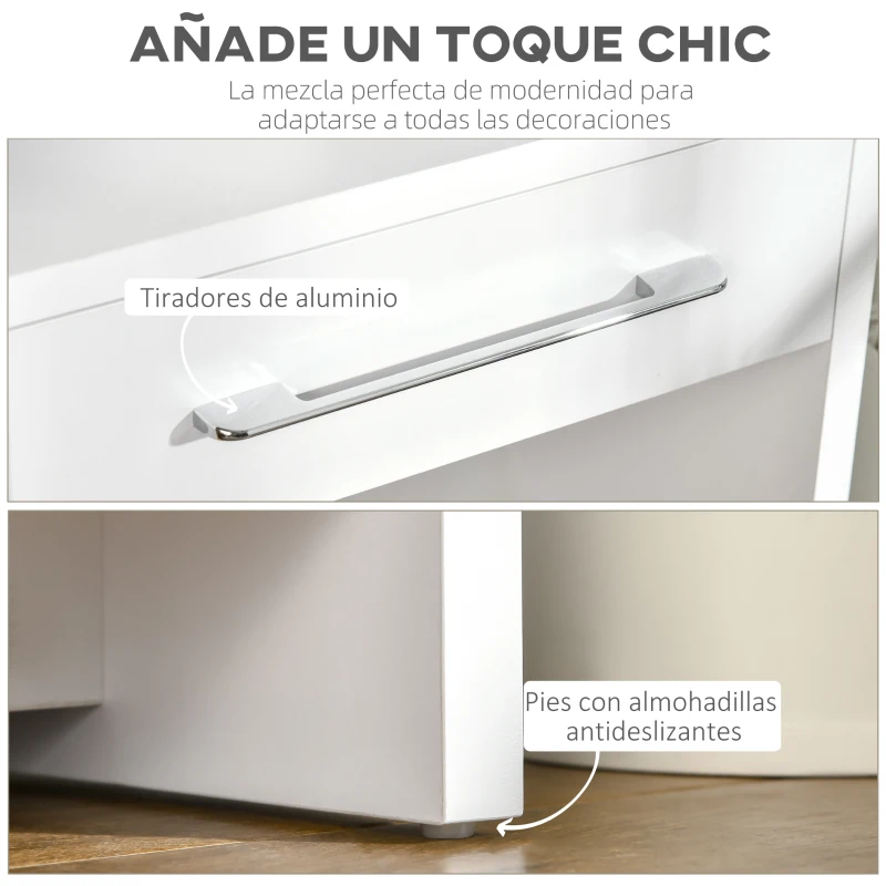 HOMCOM Mueble Recibidor de Entrada Mesa Consola con 2 Cajones y Estante para Pasillo Salón 101,6x28x76,2 cm Blanco