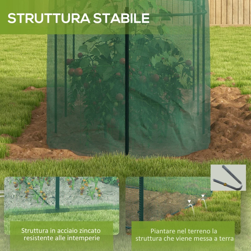 Outsunny Serra per Piante a Rete 3x1x1.5m con Porta a Cerniera e Picchetti a Terra, Verde