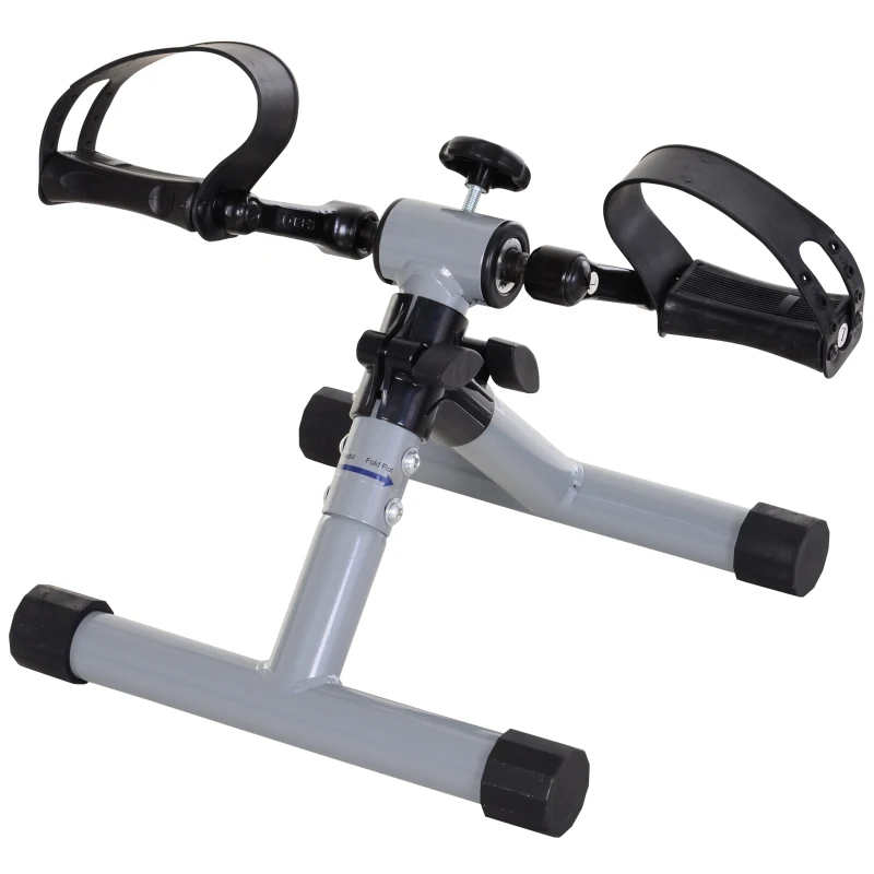 HOMCOM Mini Bicicleta Estática de Pedales Plegable con Resistencia Ajustable para Piernas y Brazos 33x34x32 cm Plata