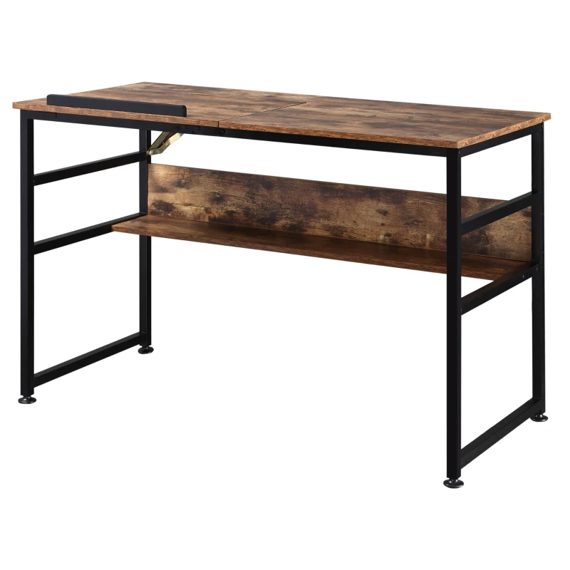 HOMCOM Tavolo da Disegno Inclinabile su 15 Livelli da 0-70°, Scrivania per Camera e Ufficio in Stile Industriale, 120x60x75cm, Marrone