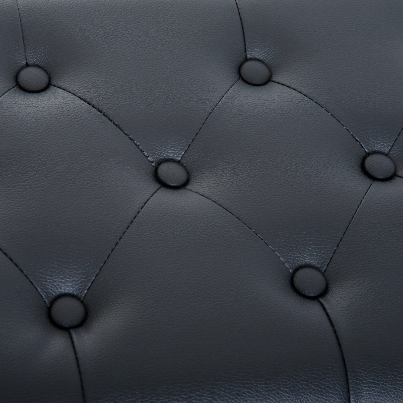 HOMCOM Banc de piano, banc de clavier réglable en hauteur en bois massif, tabouret piano avec compartiment caché, siège rembourré polyuréthane à 10 boutons, stable et antidérapant, charge 200kg, noir