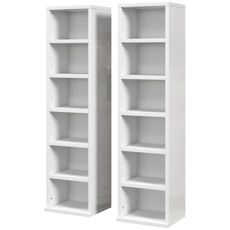 HOMCOM Set of Two 102 CD Storage Units - High Gloss White