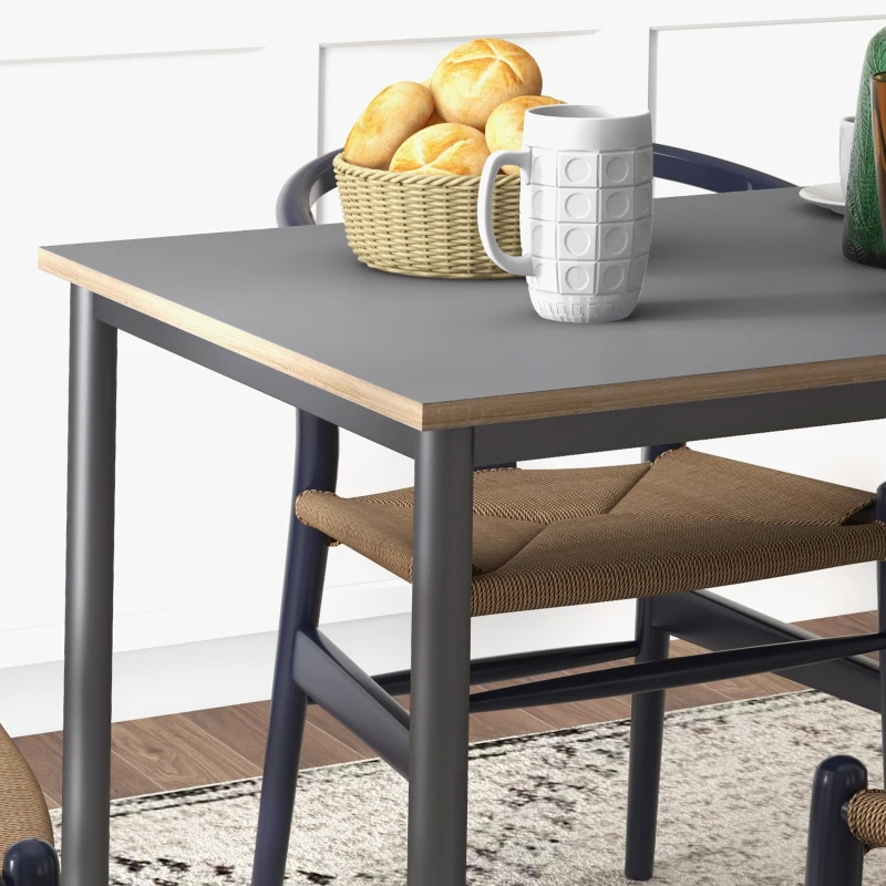 HOMCOM Dining Table w/Steel Frame，Kitchen Table for 4 People，75H x 120L x 70Wcm，Minimalistic Style for Living Room, Dining Room Grey