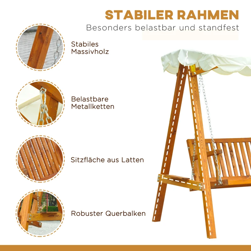 Outsunny Hollywoodschaukel Gartenschaukel Schaukelbank Schaukel 3-Sitzer Lärche