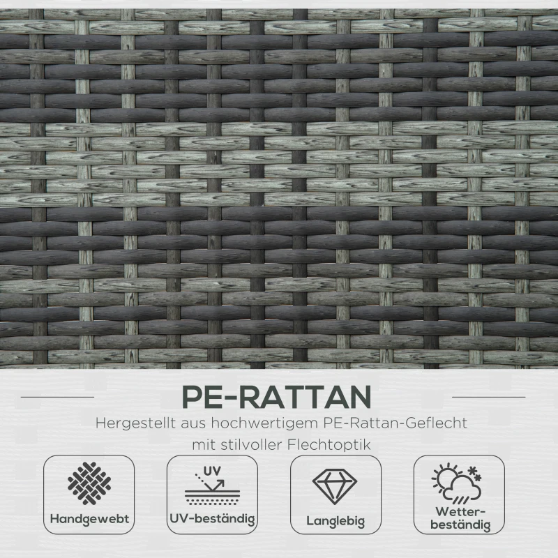 Outsunny Polyrattan Doppelliege Sonnenliege Gartenliege für 2 Personen Relaxliege Luxus Lounge 5-stufige Rückenlehne Metall PE Rattan Grau 196 x 120 x 28 cm