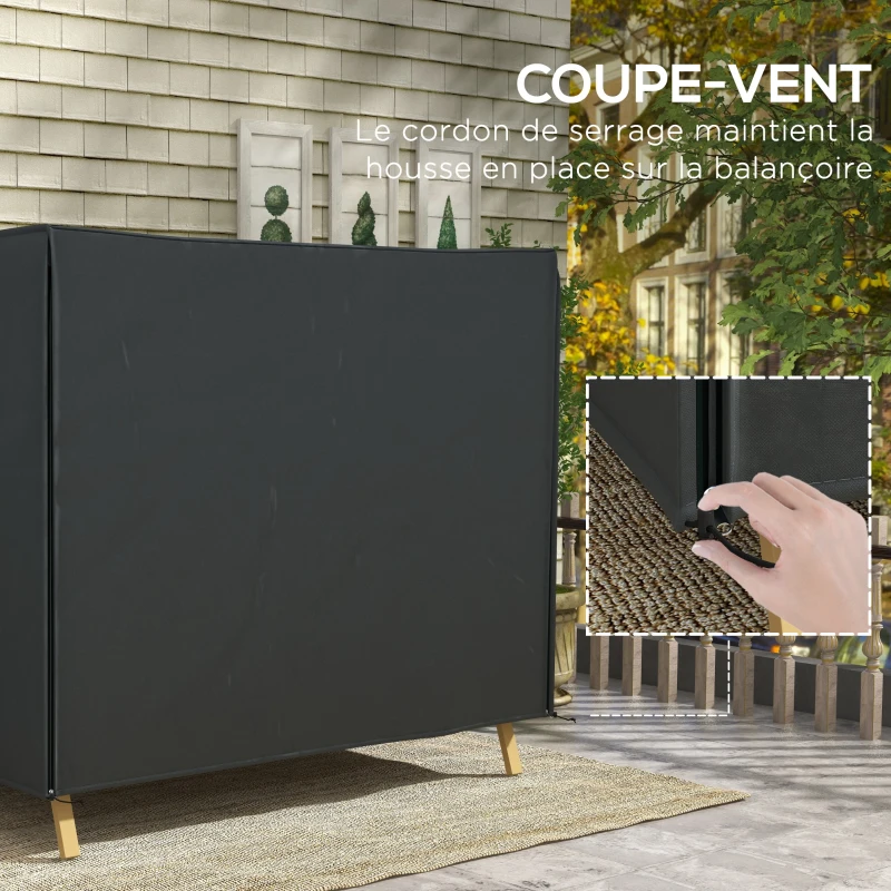 Outsunny Housse de Protection balancelle de Jardin 3 places, bâche étanche et anti-UV 420D, dim. 2,20L x 1,25l x 1,72H m PE Noir