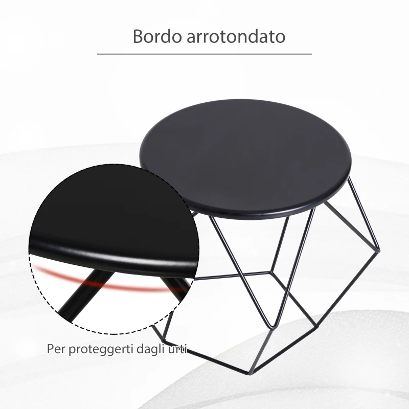 HOMCOM Tavolino da Caffè Salotto Design Nordico Minimalista Geometrico Ampio Piano, Acciaio, 54x54x44cm