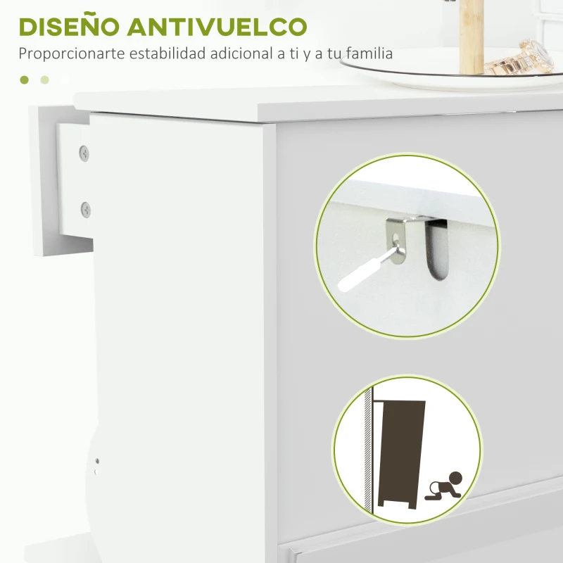 HOMCOM Mueble Zapatero Blanco Zapatero Estrecho con 2 Puertas Abatibles y 1 Cajón para 8 Pares de Zapatos 60x23,5x98,5 cm