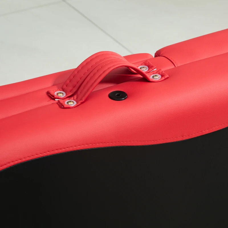 HOMCOM Camilla de Masaje Plegable y Portátil 210x81x62-85 cm Mesa Ajustable en Altura con Reposacabezas y Apoyabrazos para Tatuaje Fisioterapia Negro y Rojo
