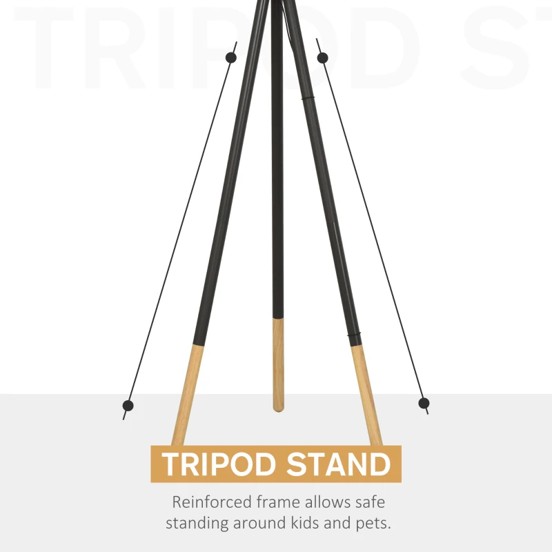 HOMCOM 153cm Steel Tripod Floor Lamp w/ Fabric Lampshade Foot Switch, Land Lamp Office Bedroom Modern Grey