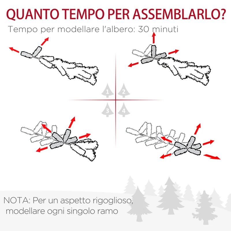 HOMCOM Albero di Natale Slim Artificiale 180 cm con Rami Realistici, Albero di Natale Innevato Alto e Stretto con Base Pieghevole, Verde