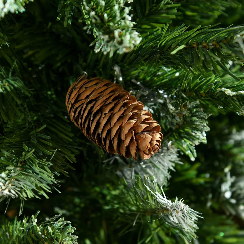 HOMCOM Árbol de Navidad Artificial 120 cm Árbol de Navidad Nevado con 328 Ramas y Soporte Metálico Decoración Navideña Verde