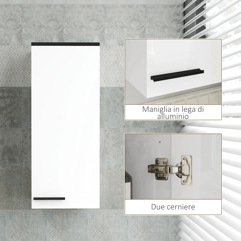 HOMCOM Armadietto Bagno da Parete con 3 Ripiani e Mensole Regolabili, 30x32x73 cm, Bianco