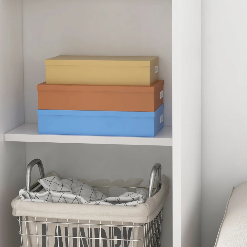 HOMCOM Bibliothèque armoire rangement niche supérieure placard 3 étagères intérieures pour salon bureau 40 x 35 x 177 cm blanc