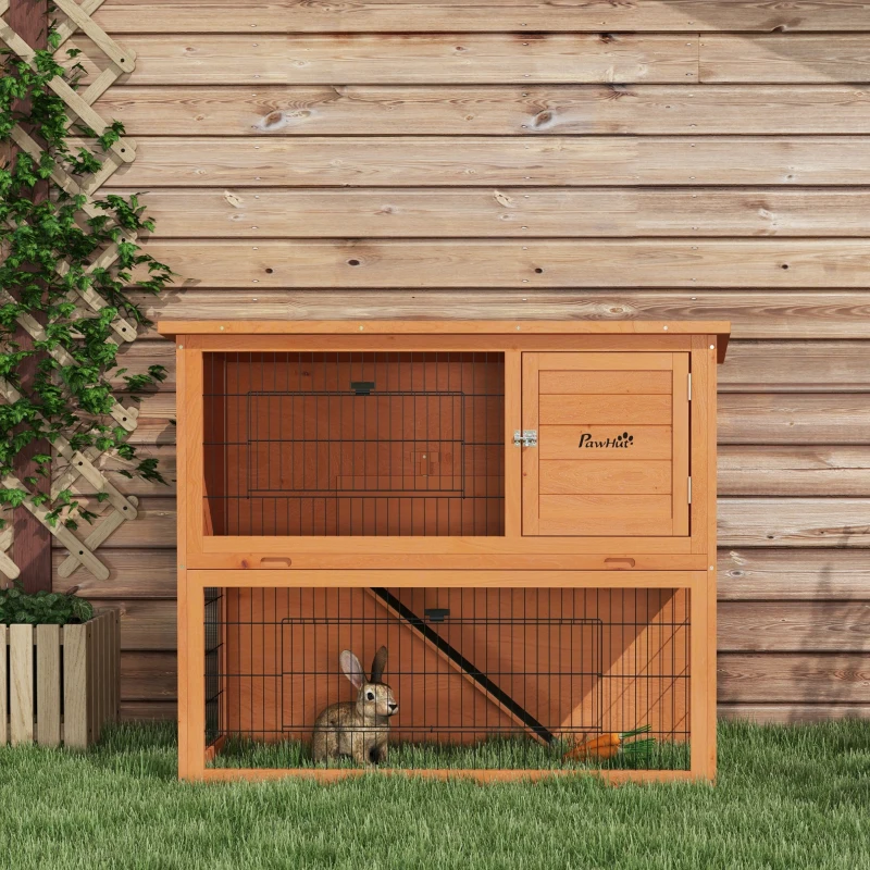 PawHut Kleintierstall Zwergkaninchenstall Nagerstall, wetterbeständig, 123 x 62 x 102 cm, Orange