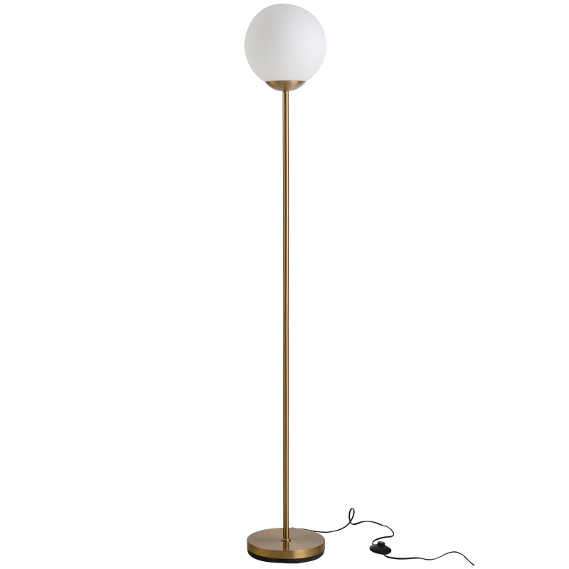 HOMCOM Stehlampe für Wohnzimmer, Standleuchte, Stehlampe, Metall mit Glas, Golden, 25 x 25 x 171 cm