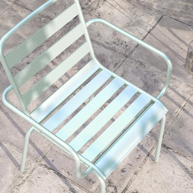 Outsunny Ensemble bistro de jardin 3 pièces salon de jardin 2 chaises empilables avec accoudoirs + table basse ronde en acier
