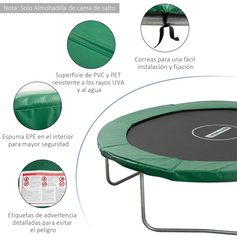 HOMCOM Cubierta de Protección Acolchada Borde de Seguridad para Trampolines Cama Elástica con Diámetro Ø305 cm Verde