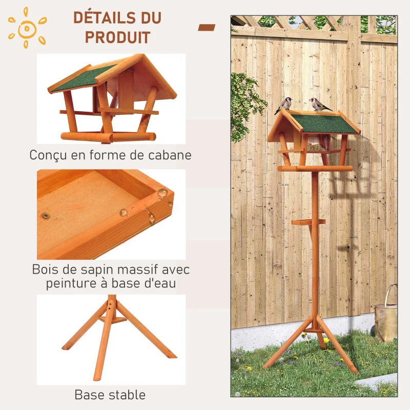 HOMCOM Mangeoire pour oiseaux sauvages sur Pied Abris à oiseaux nichoir a Plateau Station a Oiseaux Bois pour Exterieur 150cm