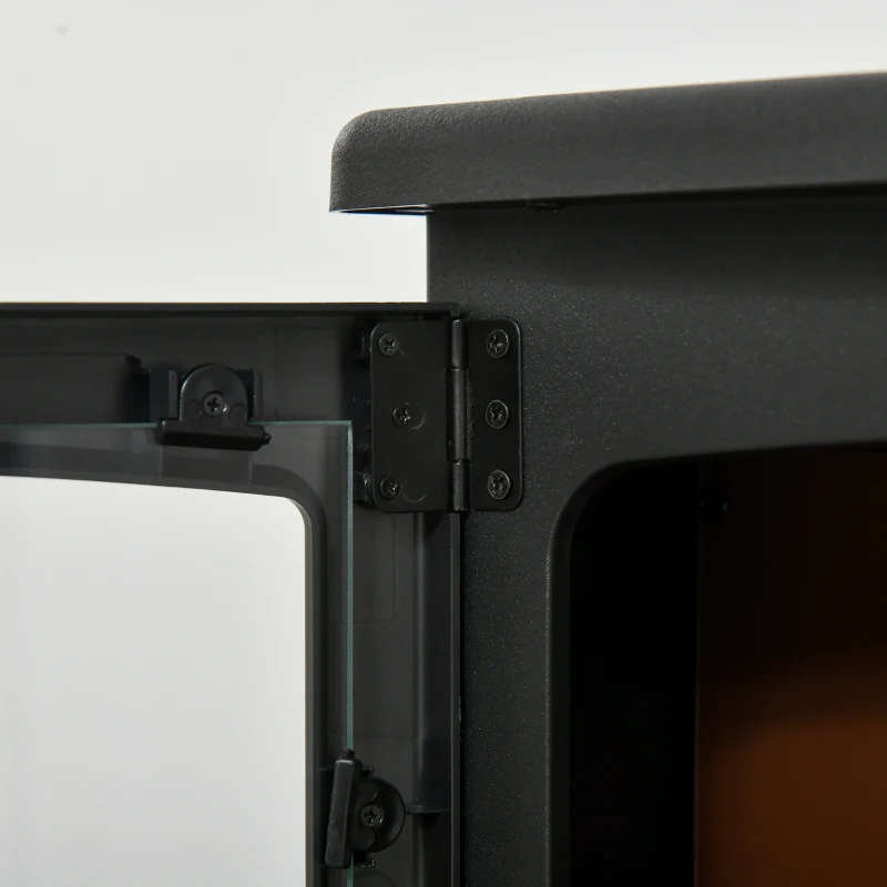 HOMCOM Camino Elettrico da Terra con Effetto Fiamma, Temperatura Regolabile 900W-1800W, Copertura 15-20m², 39x26x54.8cm, Nero