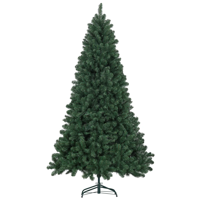 HOMCOM Árbol de Navidad Artificial 213 cm con 1064 Ramas de Alambre de Memoria y Base Plegable Árbol de Navideño Verde