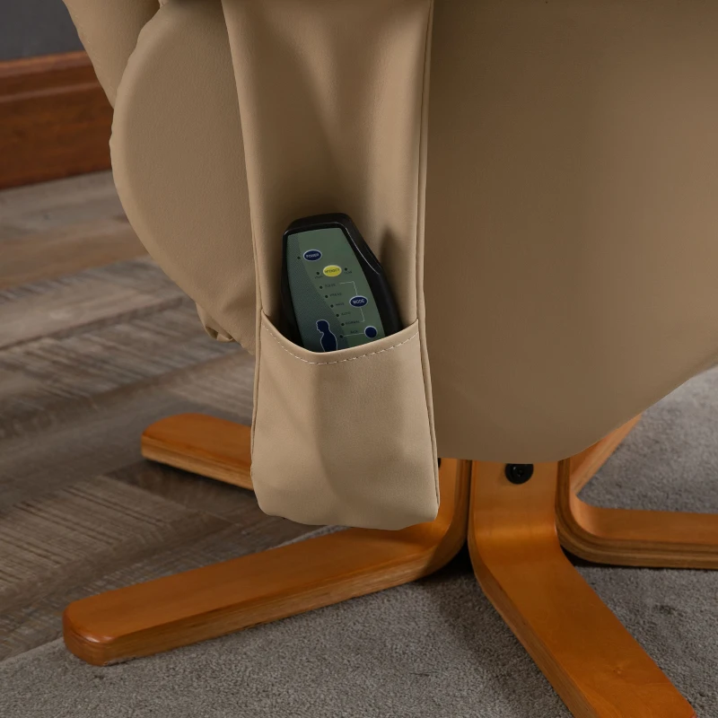HOMCOM Relaxsessel Massagesessel mit Fußhocker Stauraum Liegefunktion Fernsehsessel mit Massagefunktion TV Sessel 145°-Neigung Polyester Cremeweiß 80 x 86 x 99 cm