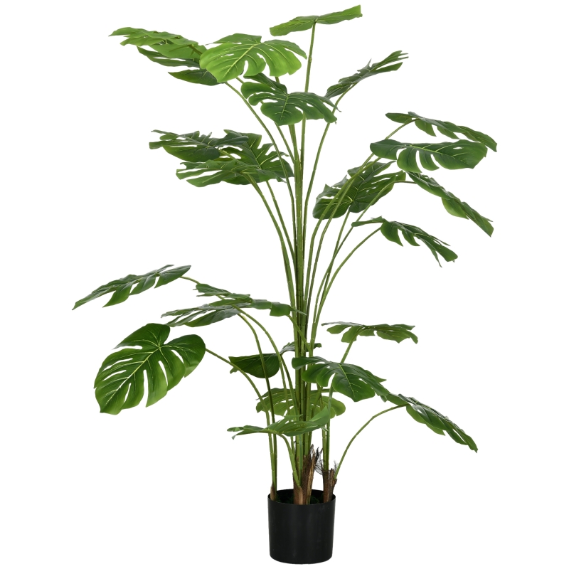 HOMCOM 180 cm Kunstpflanze, knstliche Monstera-Pflanze mit bertopf,  Zimmerpflanze fr Wohnzimmer, realistischer Look, Grn | Aosom.de