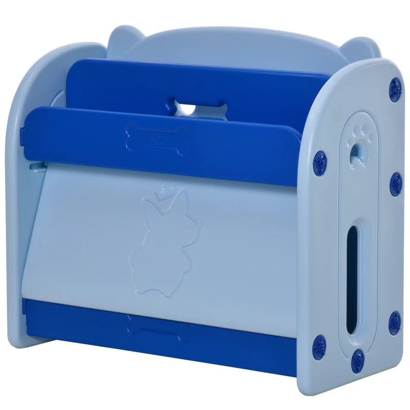 HOMCOM Estantería infantil de Juguetes Librería para Niños con 2 Estantes y Compartimento con Tapa Abatible para Habitación Carga 20 kg 70x33x62,5 cm Azul