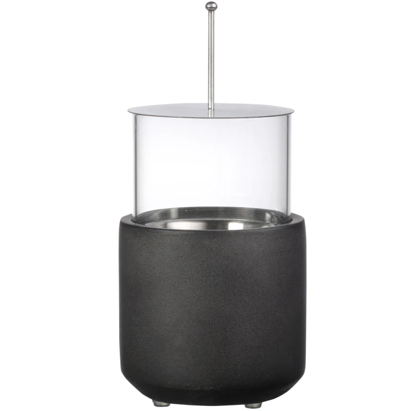 HOMCOM Chimenea Bioetanol Sobremesa Capacidad de 0,4L Combustión de 2,5h para Interior y Exterior 12x12x19cm Gris Oscuro