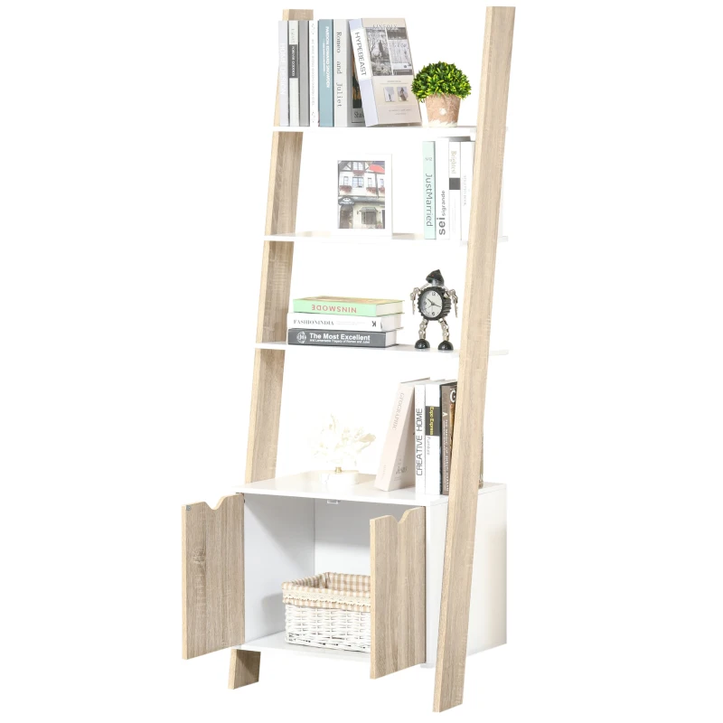 HOMCOM Standregal Bücherregal 3-stufiges Büroregal Lagerregal Aktenregal Küchenregal Spanplatte Eiche+Weiß 60 x 40 x 170 cm