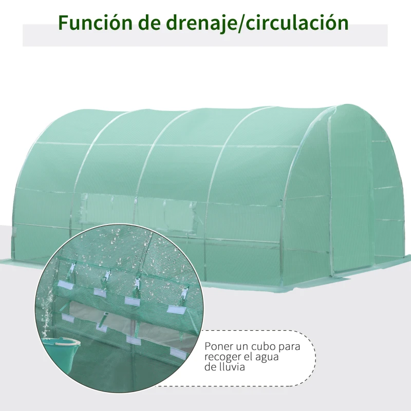 Outsunny Invernadero de Jardines y Huertos con Ventanas para Cultivos Plantas y Verduras 6x3x2 m Cubierta de PE 140 g/㎡ Material de Acero