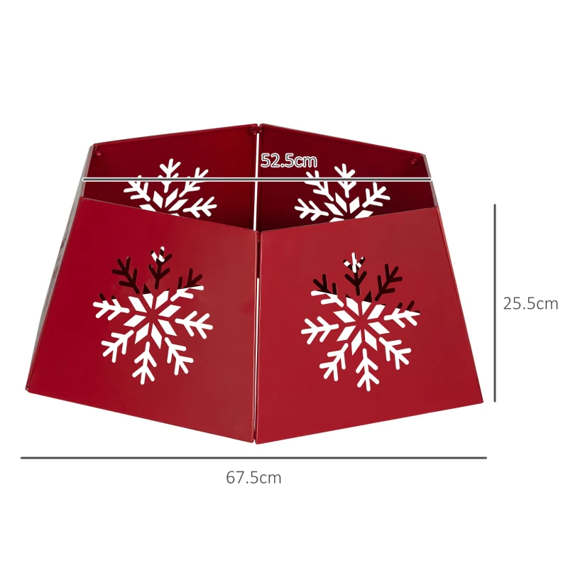 HOMCOM Christmas Tree Collar, Hexagon Christmas Tree Base Cover with Hollow Snowflake Patterns, Xmas Decoration for Party, Holiday, Home, Red