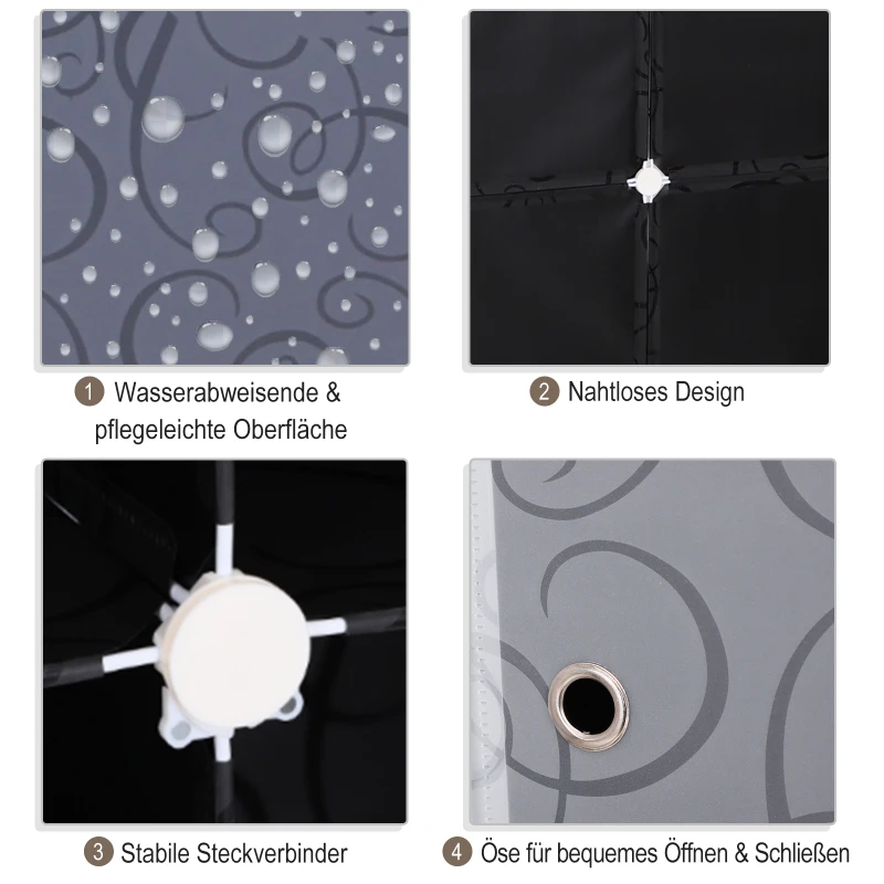 HOMCOM DIY Kleiderschrank Regalsystem mit 2 große und 9 kleinen Würfeln DIY-Würfelregal, Schuhregal, Aufbewahrungsregal für Büchern Spielzeug Schwarz 111 x 47 x 145 cm