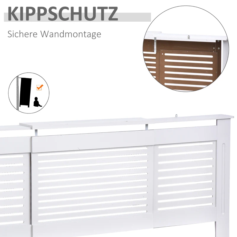 HOMCOM Heizkörperverkleidung Heizkörperabdeckung, Größenverstellbar, 208,5 cm x 20,5 cm x 82,5 cm, Weiß