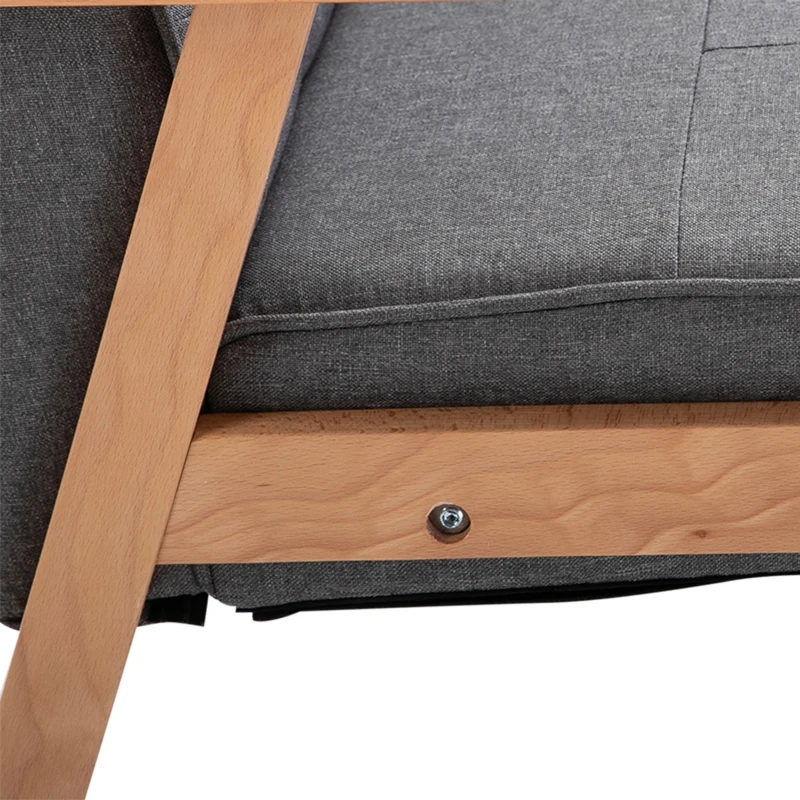 HOMCOM Butaca de Salón Moderna con Asiento Acolchado y Marco de Madera para Oficina Dormitorio 65x69x78 cm Gris