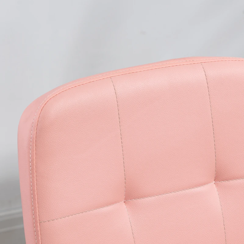 Vinsetto Silla de Oficina sin Brazos Silla de Escritorio Giratorio de Piel Sintética con Altura Ajustable 45x59x90-100 cm Rosa