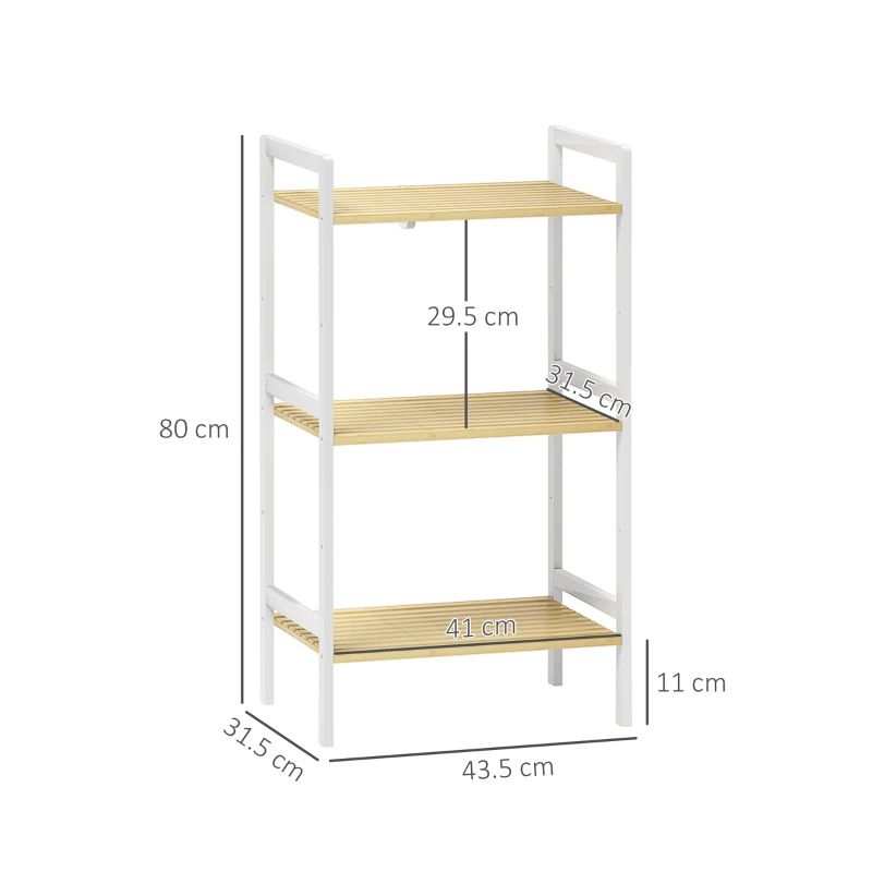 HOMCOM Three-Tier Bamboo Adjustable Shelf Storage Unit