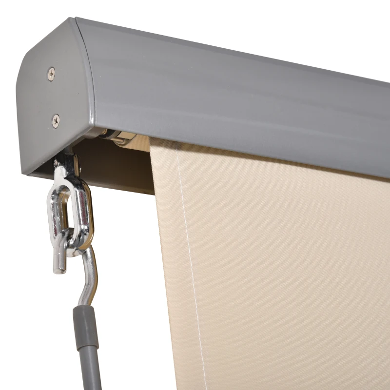 Outsunny Senkrechtmarkise Balkonmarkise Vertikalmarkise Windschutz Seitenrollo Sichtschutz mit Handkurbel Polyesterstoff+Aluminium Cremeweiß 140 x 100 cm