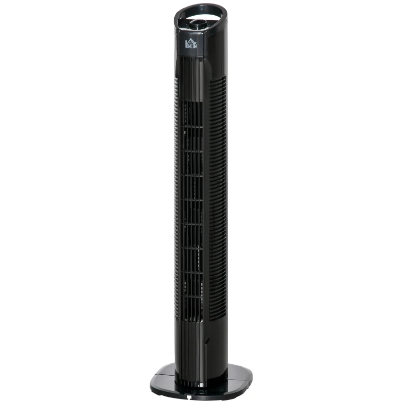 HOMCOM Ventilatore a Colonna Moderno 3 Velocità con Oscillazione 70°, Ventilatore a Torre con Piantana Rotonda e Maniglia, Potenza 50W, in PP, Ø20x78.5cm Nero