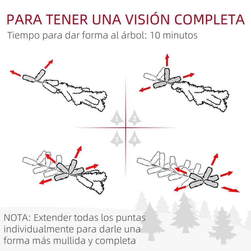 HOMCOM Árbol de Navidad Artificial Nevado 150 cm con 120 Luces LED 263 Ramas y Patas de Metal para Salón Verde y Blanco