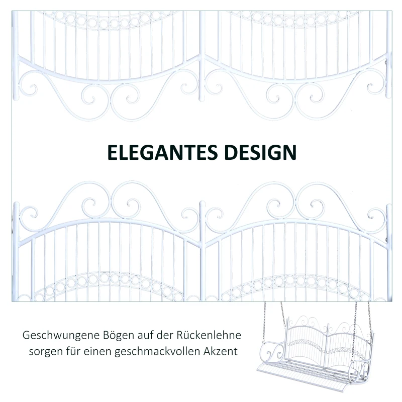Outsunny Hängebank Schaukel Bank Gartenschaukel mit Ketten, Metall, Weiß, 118x58x57cm