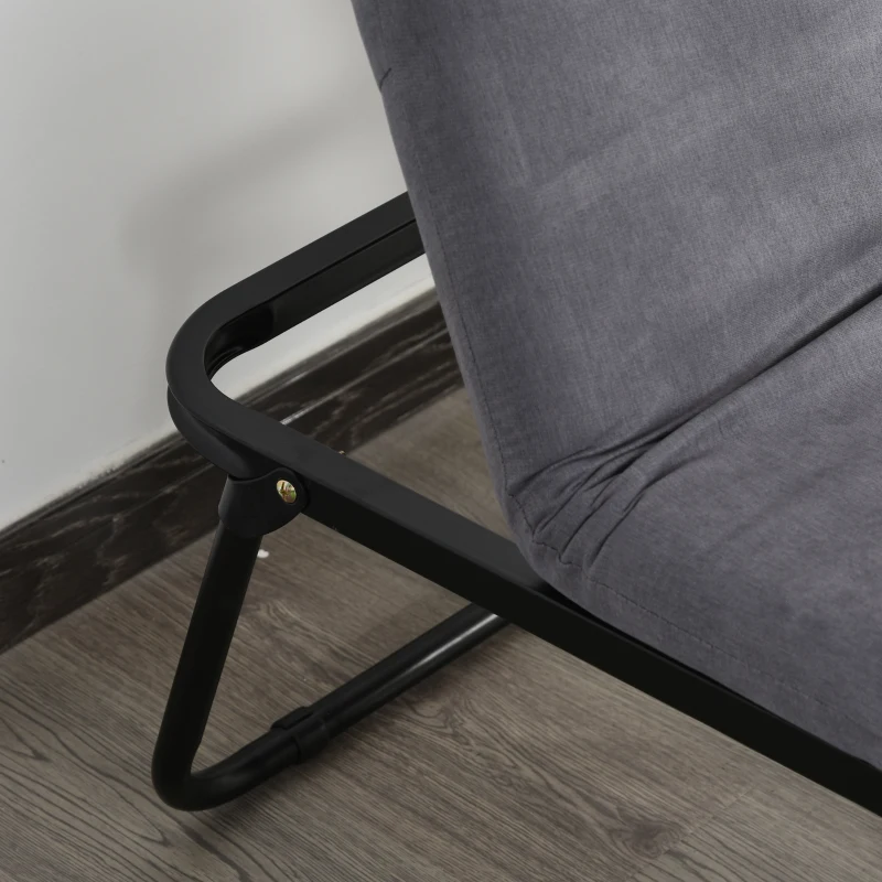 HOMCOM Klappbett 75x190 cm, Erwachsene Gästebett Klappbar mit 8 cm Dicker Schaumstoff, Reisebett mit Metallrahmen, 5-stufig höhenverstellbares Einzelbett mit Kissen, bis 150 kg belastbar