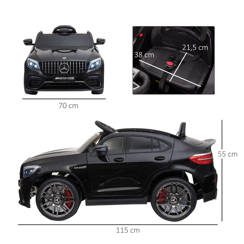 HOMCOM Voiture véhicule électrique Enfants 12 V 35 W V. 3-5 Km/h télécommande Effets sonores + Lumineux Noir Mercedes GLC AMG(m-3)