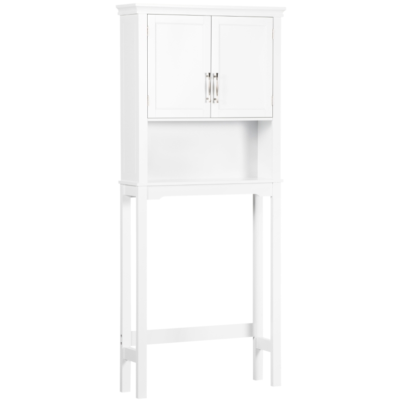 kleankin Mueble sobre Inodoro Armario Alto para Lavadora con 2 Puertas Balda Ajustable y 1 Estante 71x20,5x165 cm Blanco