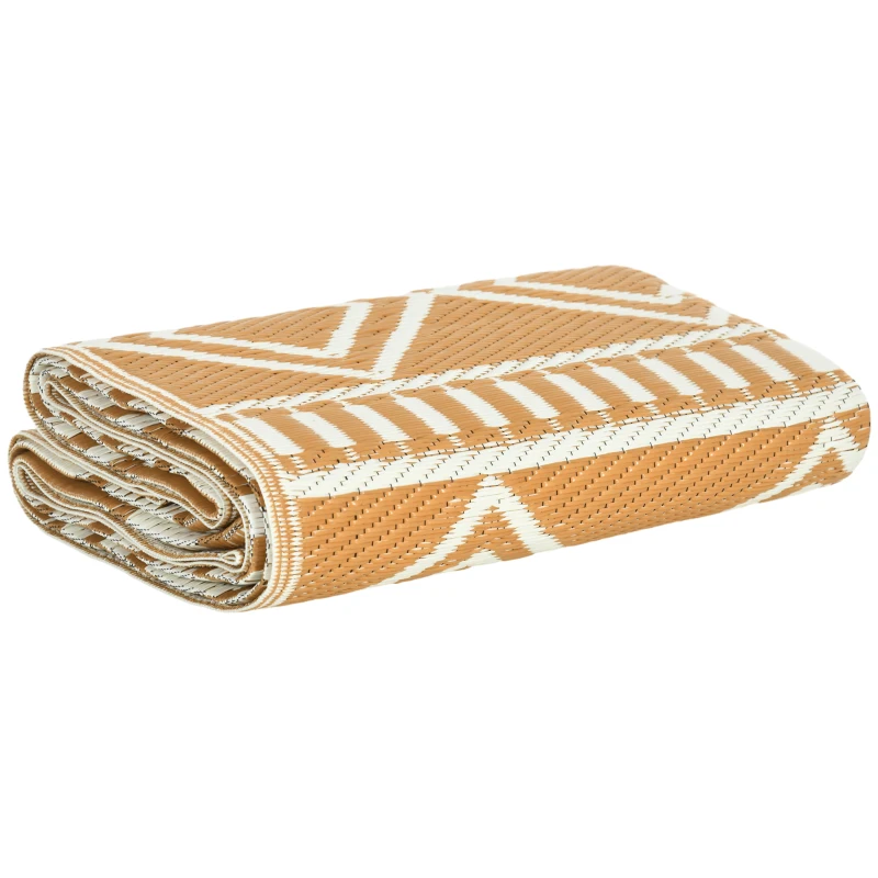 Outsunny Tapis d'extérieur réversible imperméable motifs géométriques pour jardin, terrasse, balcon - dim. 121L x 182l