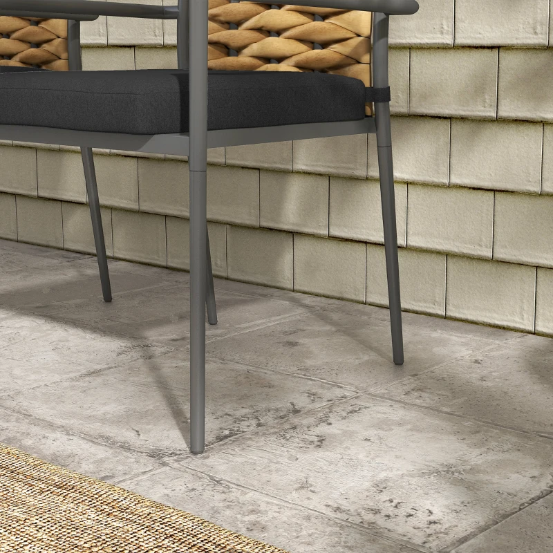 Outsunny Gartenstühle Outdoor-Stühle Terrassenstühle, wetterbeständig, modernes Design, 57 x 58 x 87cm, Braun+Schwarz+Grau